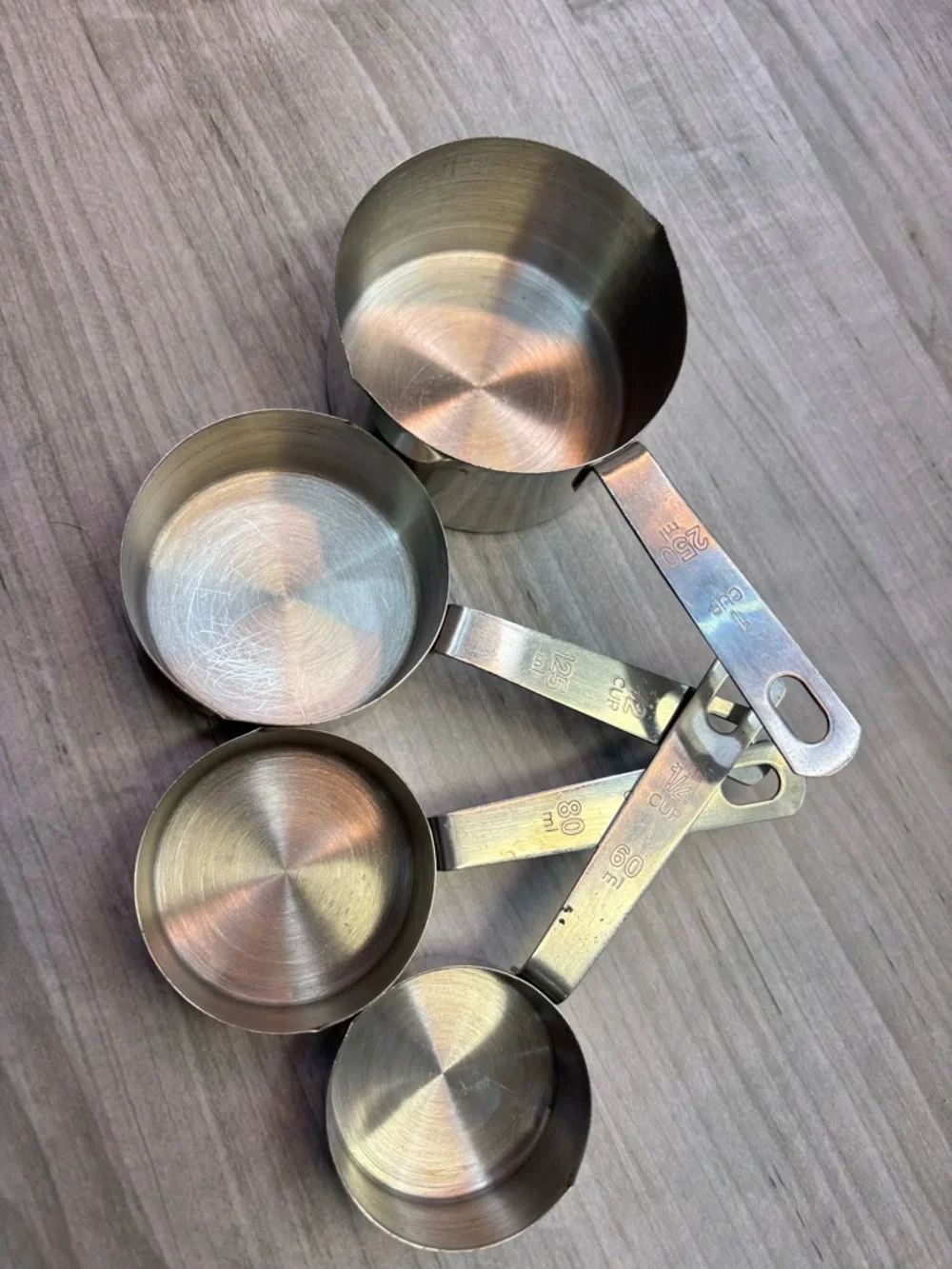 World Market Metal Brass Tone Stainless Steel Measuring Cups Set
